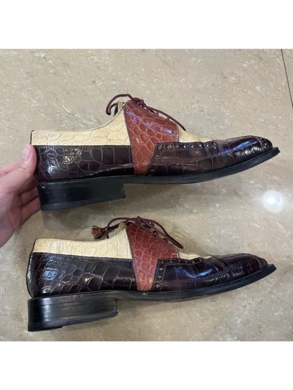 Slick Exotica Mens Genuine Hornback Alligator Dress Shoes Oxford Loafers Size 9